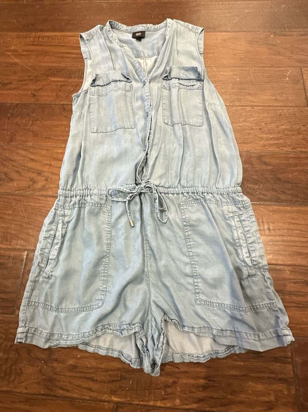 Mossimo Women's Chambray Drawstring Romper Size L